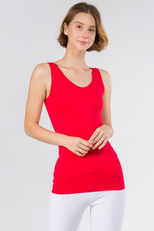 Reversible V or U Seamless Tank - Red by Yelete