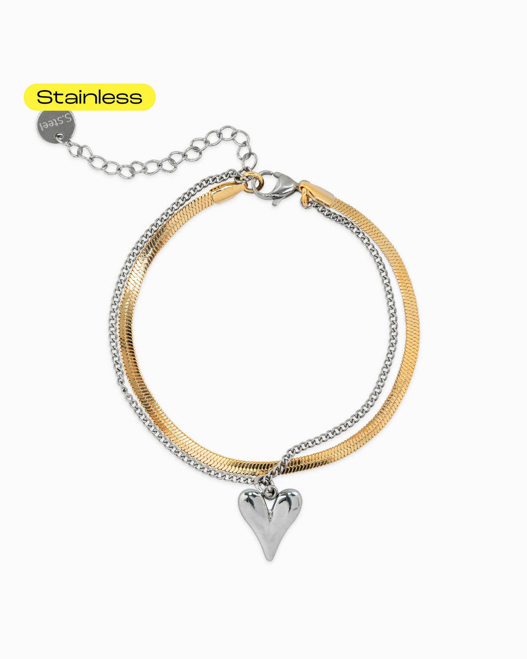 Layered Snake Chain Two-Tone Bracelet