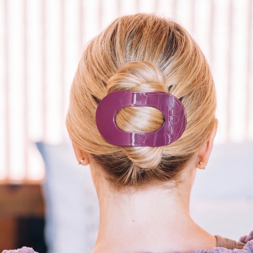 Large Teleties Flat Oval Clip - Mulberry