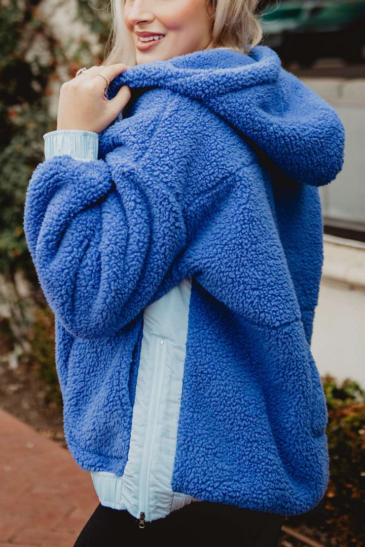 Blue Two-Toned Sherpa Fleece Pullover by Katydid