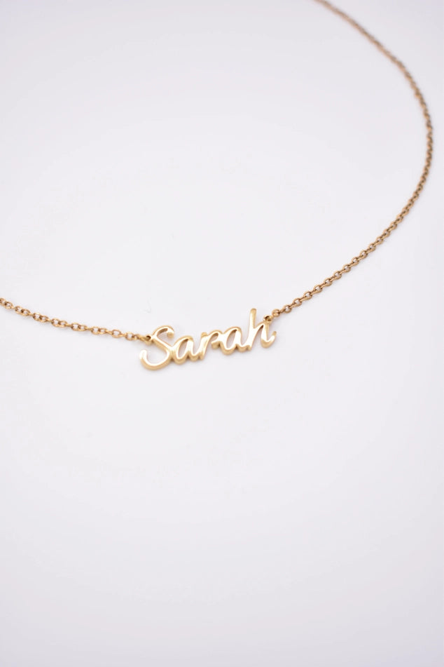 Custom Script Stainless Steel Water Resistant Name Necklace by the Sis Kiss (Ships in 6-10 Weeks)