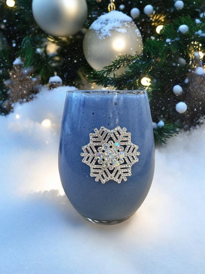 Jeweled Snowflake Stemless Wine Glass