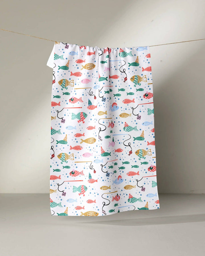 Light Holiday Fish Tea Towel by Geometry