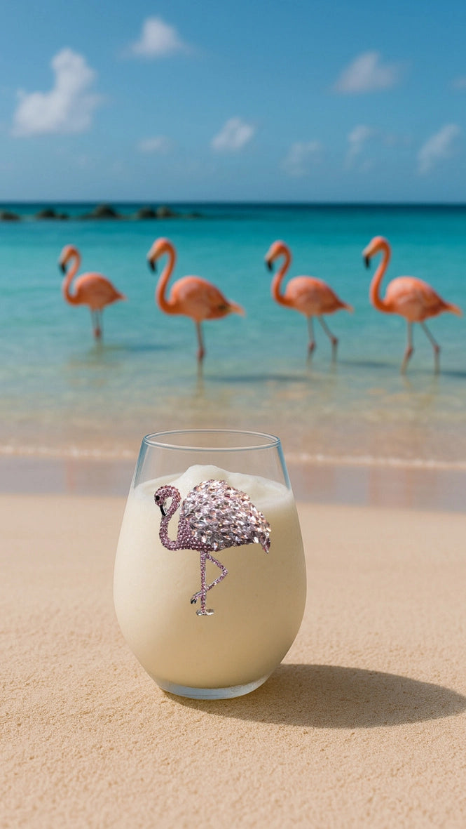 Jeweled Flamingo Stemless Wine Glass