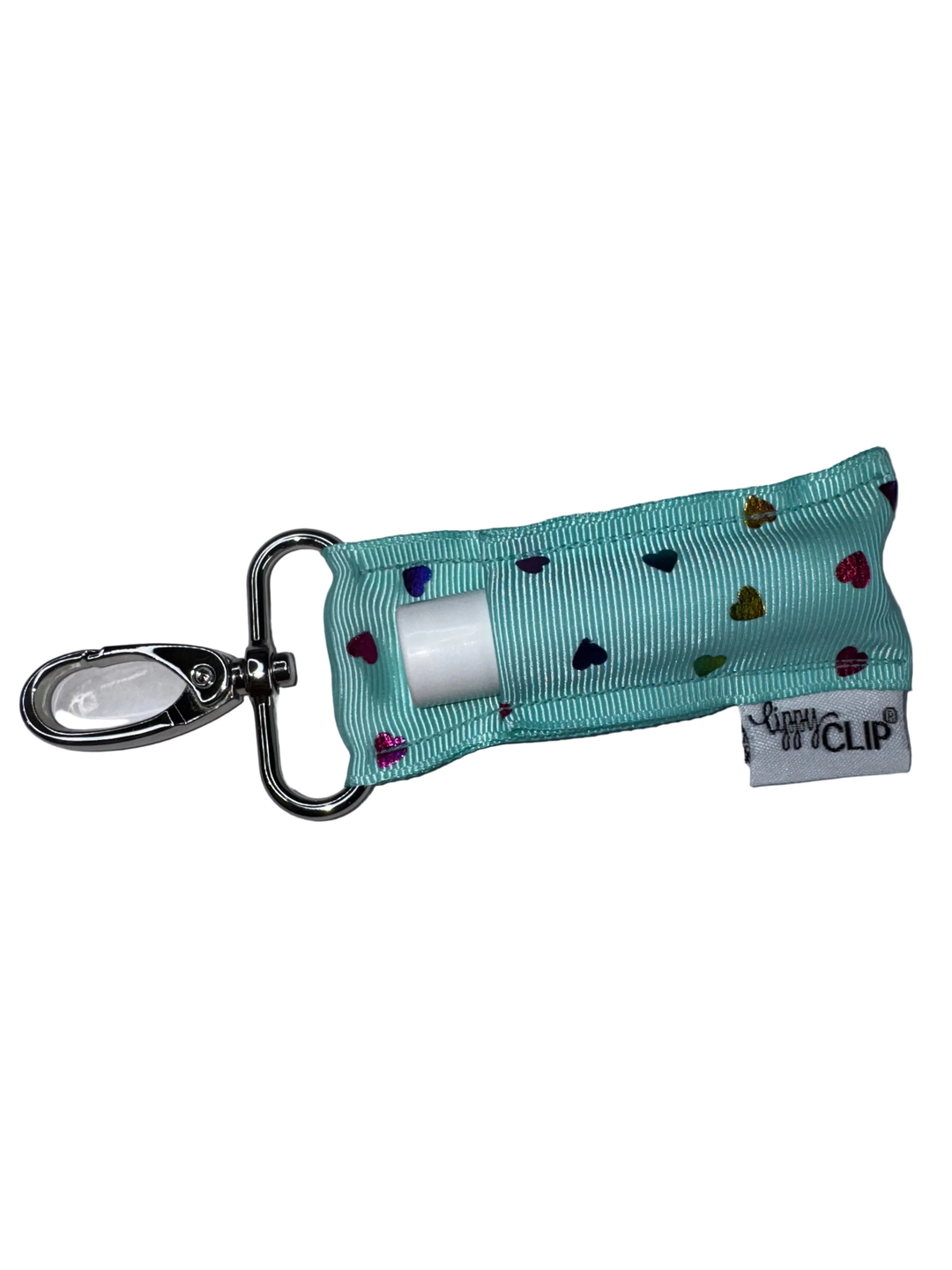 Rainbow Hearts on Teal LippyClip® (PREORDER: Ships in 2-3 Weeks)