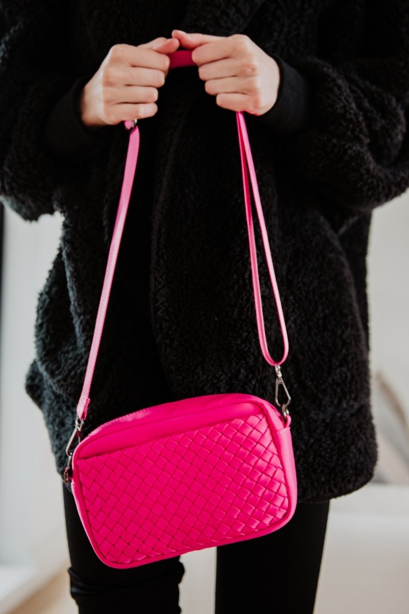 Hot Pink Woven Crossbody Bag by Katydid (Ships in 2-3 Weeks)