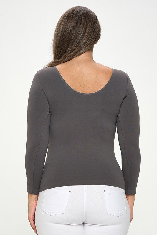 Seamless Reversible V-Neck Long Sleeve Top by Yelete