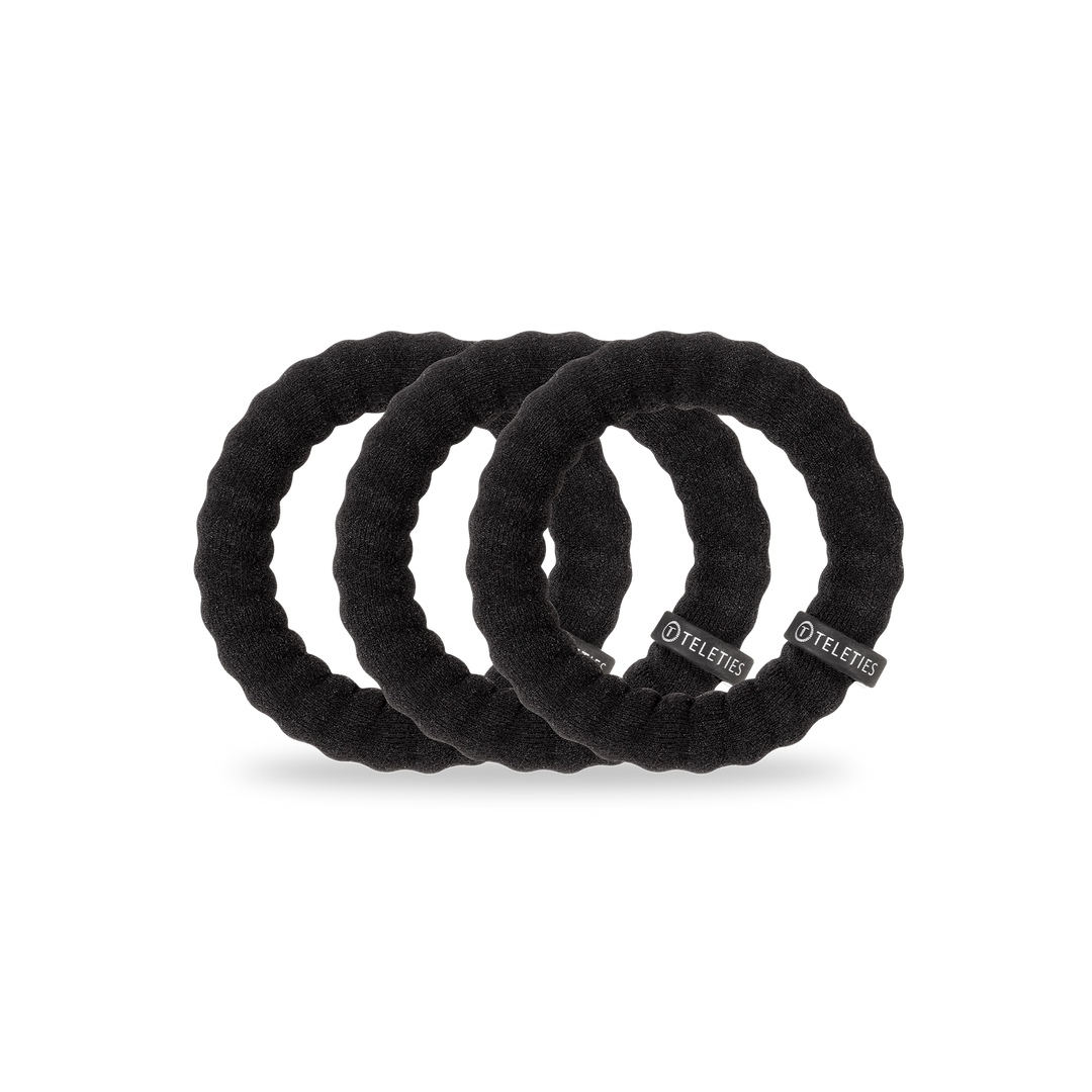 Teleties Nylon Hair Ties - Large Band Pack of 3 - Jet Black