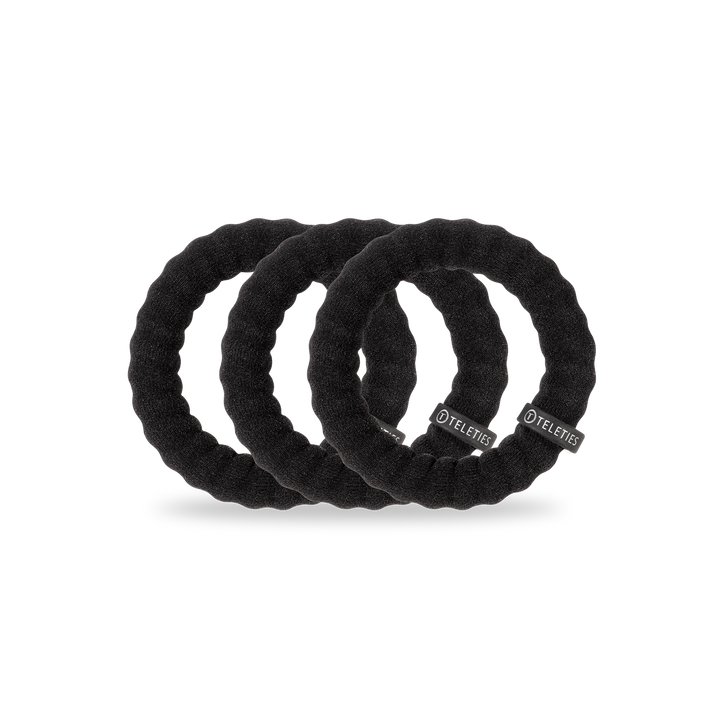 Teleties Nylon Hair Ties - Large Band Pack of 3 - Jet Black