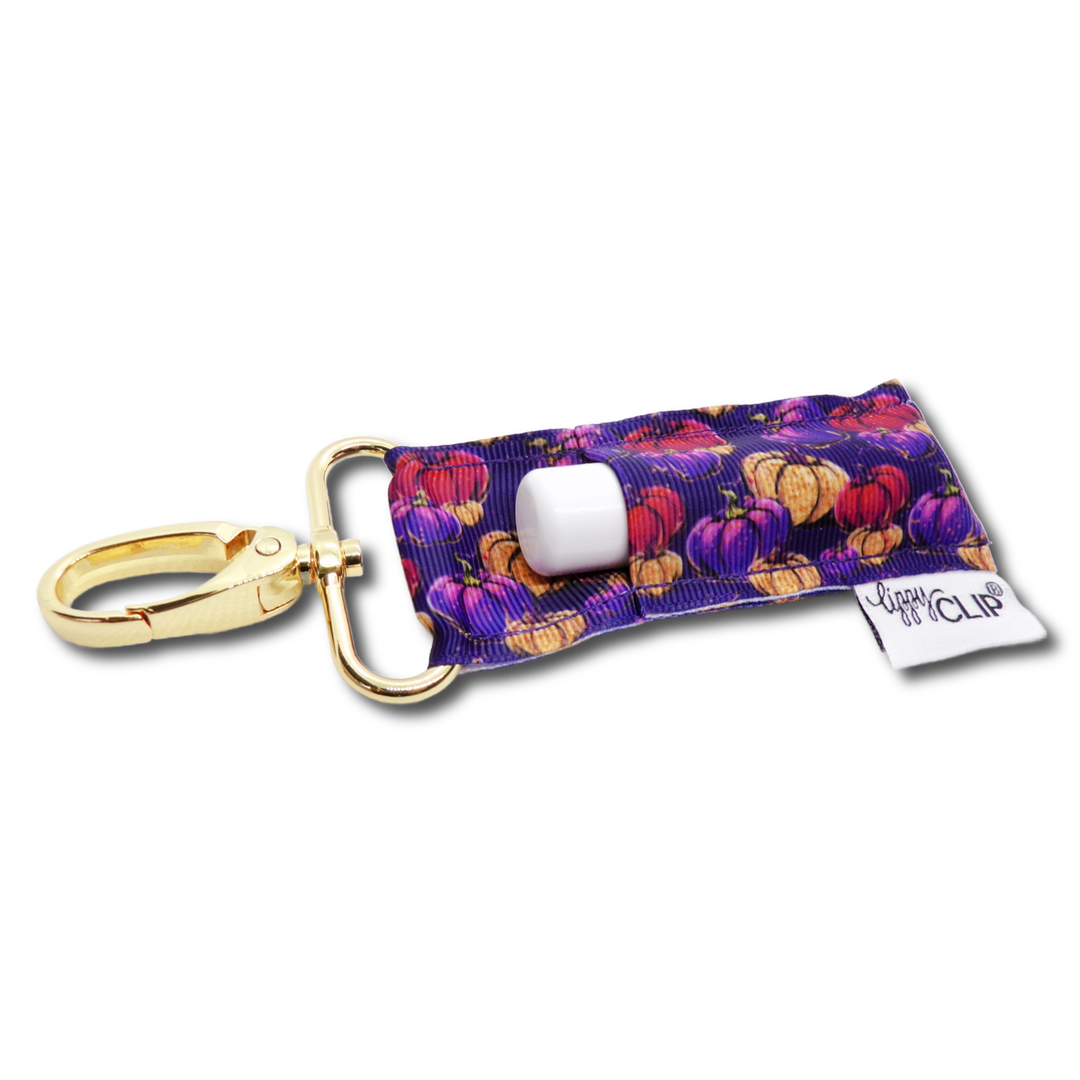 Purple and Gold Pumpkins LippyClip® Lip Balm Holder (PREORDER: Ships in 2-3 Weeks)