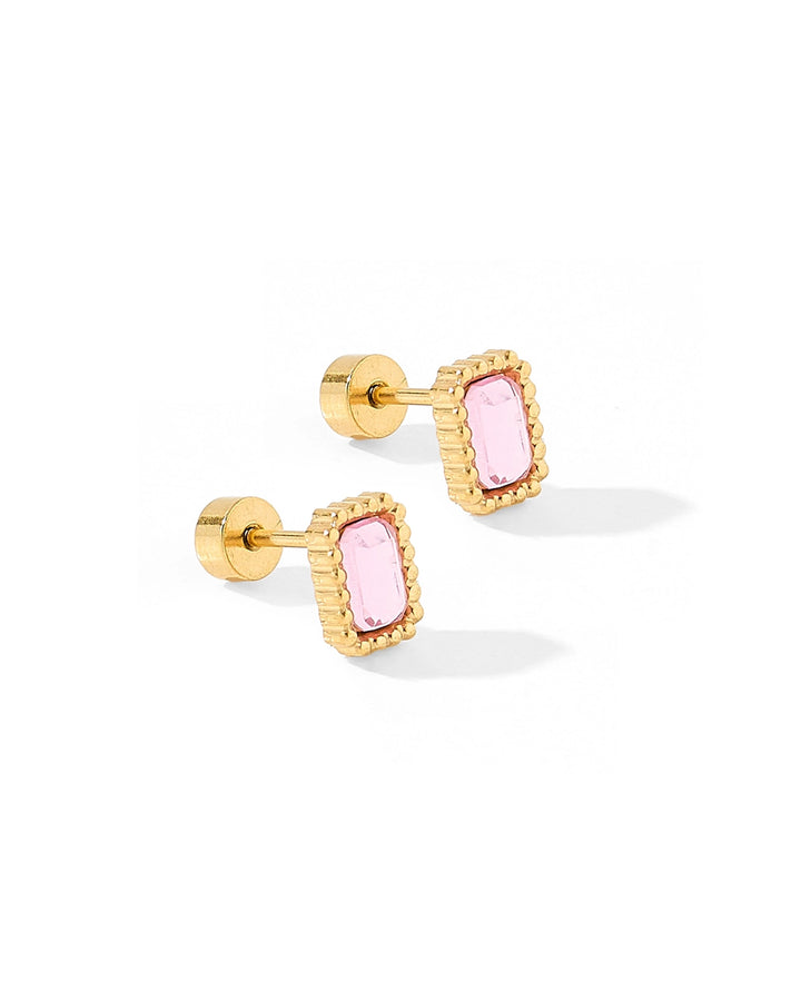 Screwback Stud Earrings - Madison Pink By Linny & Co