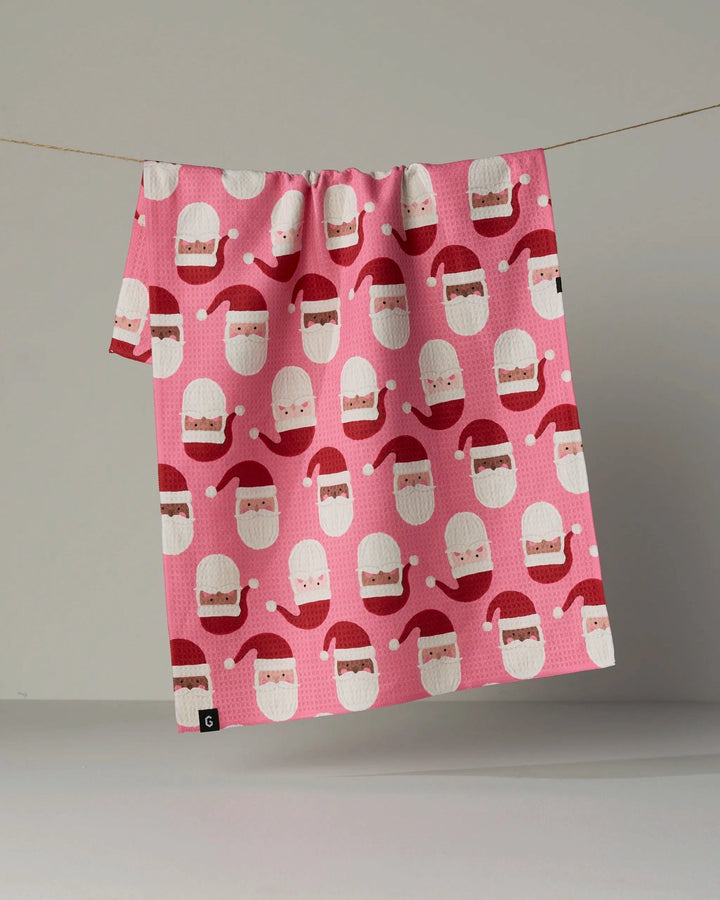 Jolly Santas Luxe Kitchen Towel by Geometry