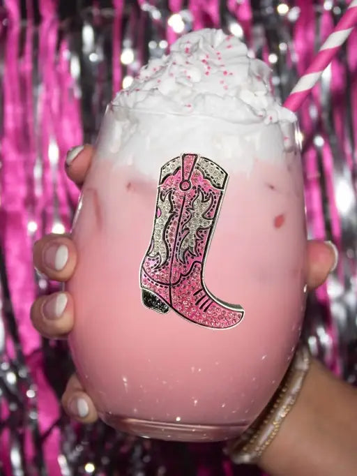 JUNE PREORDER: Pink Cowboy Boot Stemless by the Queens Jewels (Ships in 2-3 Weeks)