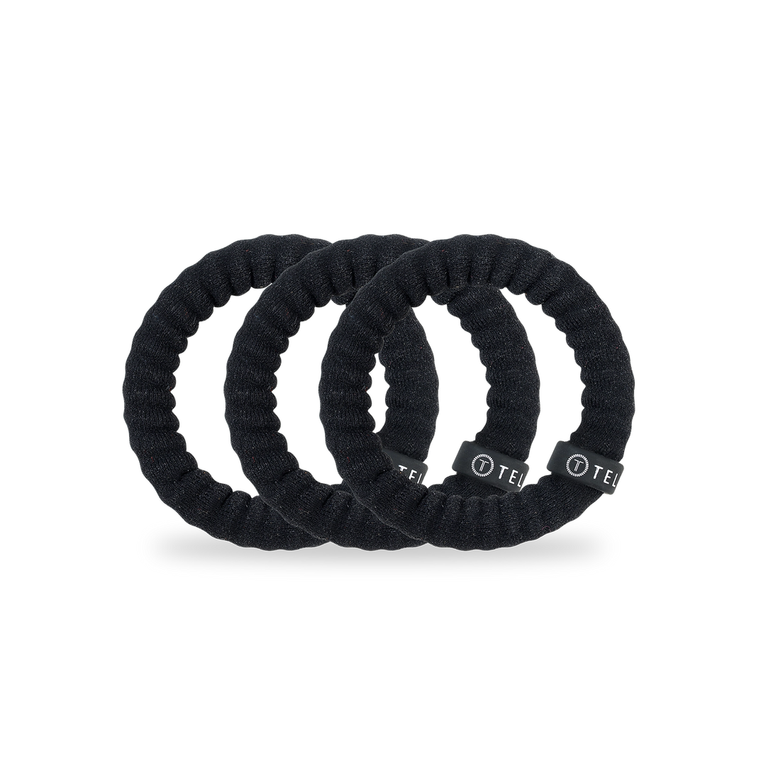 Teleties Nylon Hair Ties - Small Band Pack of 3 - Jet Black