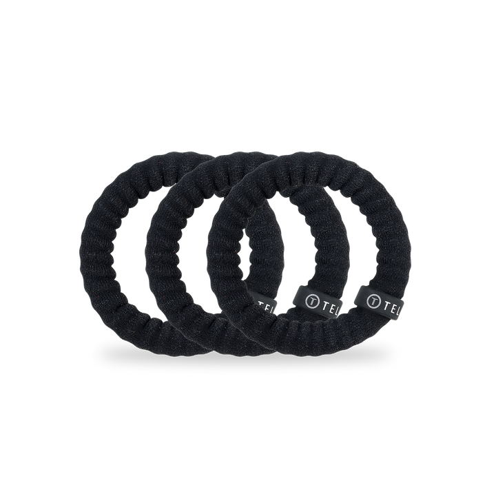 Teleties Nylon Hair Ties - Small Band Pack of 3 - Jet Black