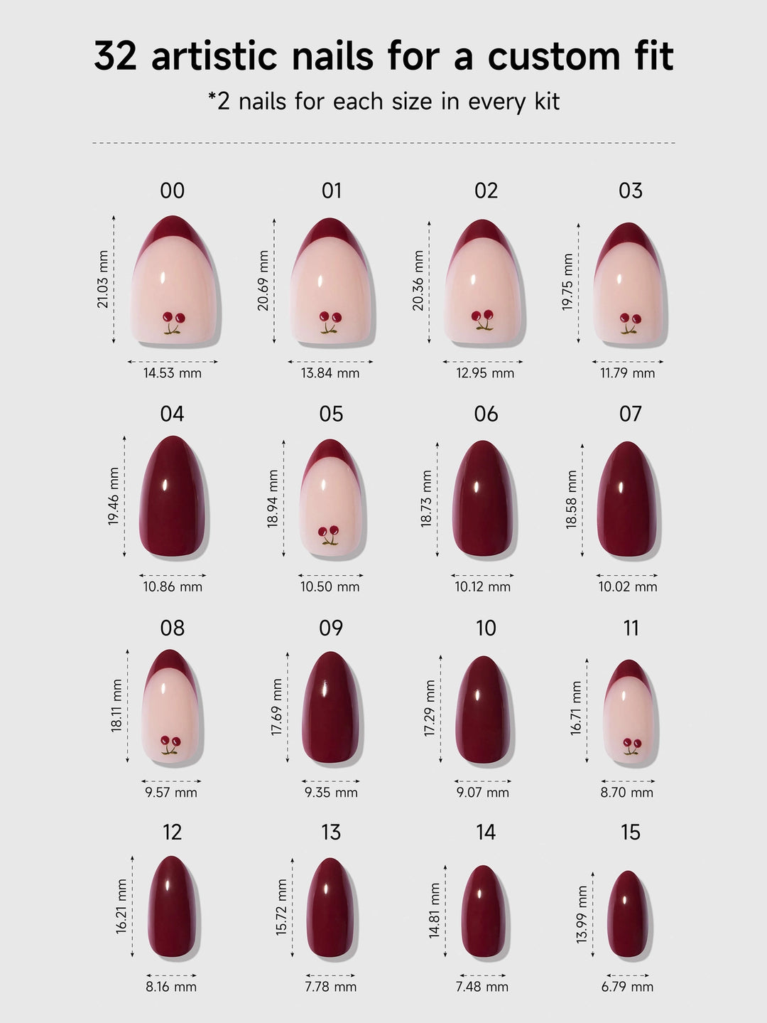 Burgundy Cherry Press-On Nails by Celebritips