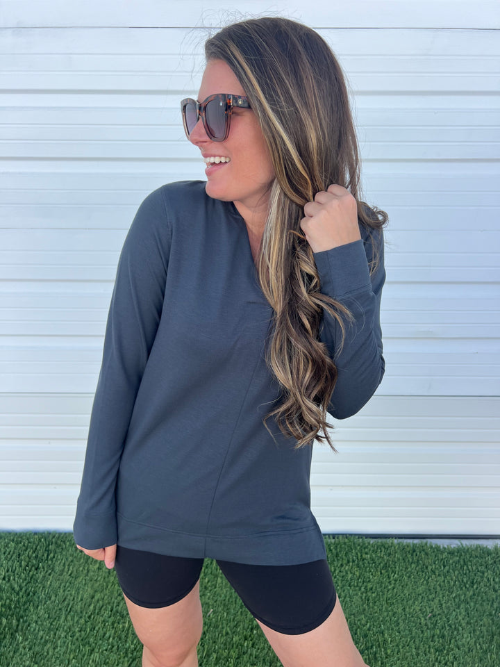 Sidney Microterry Pullover Hoodie - Charcoal