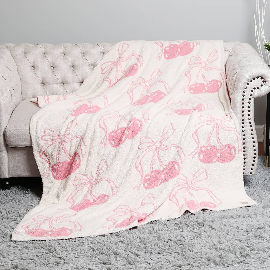 Cherry & Bows Cozy Soft Throw Blanket