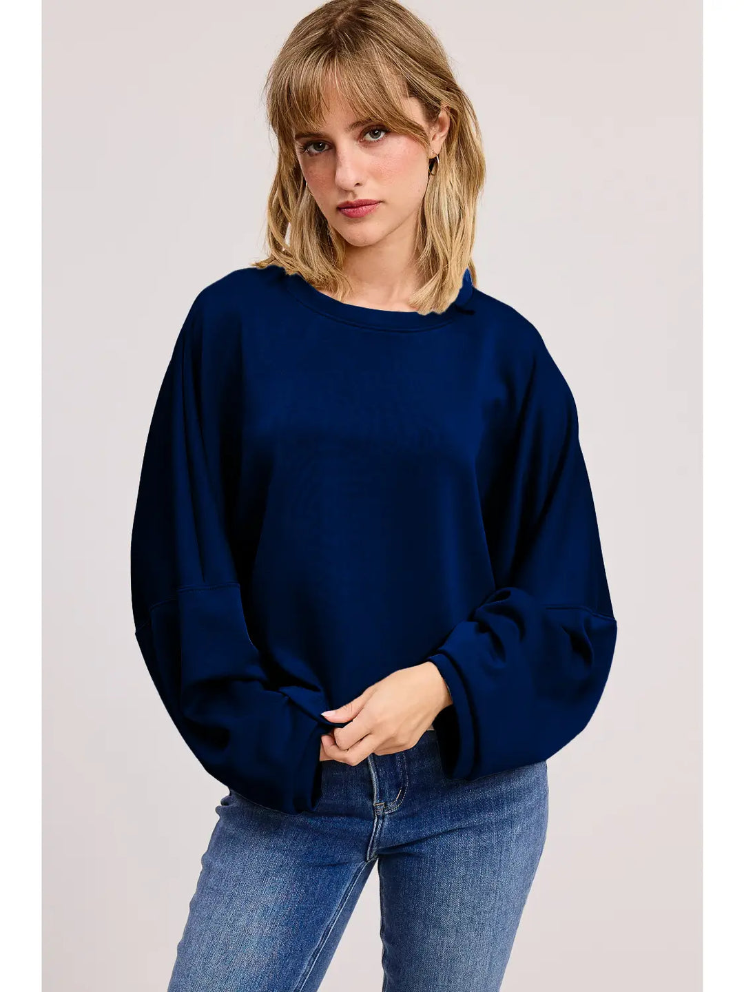 Oversized Loungey Scuba Top - Navy by Charlotte Avery