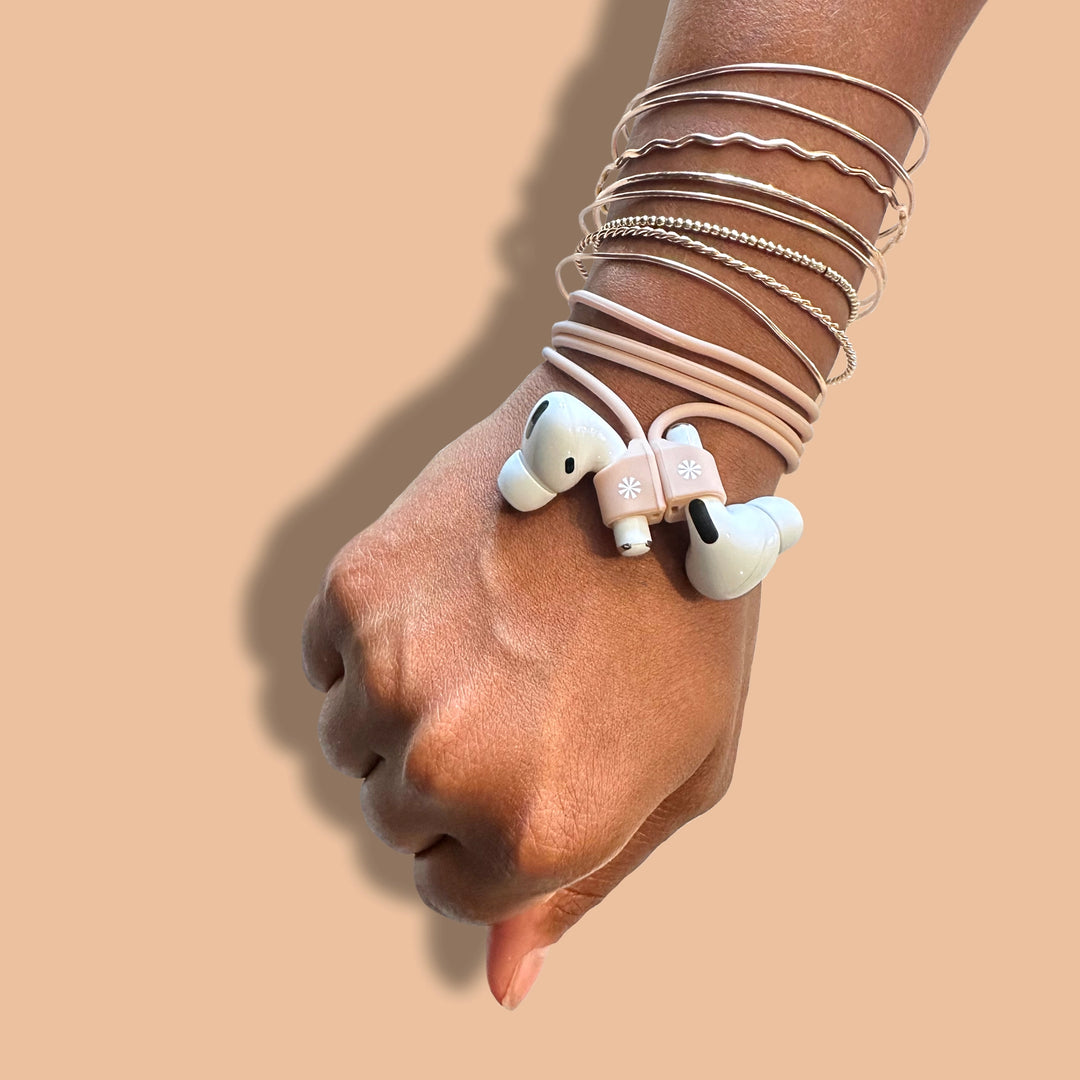 Pod Squad Set of 2 Earbud Tethers - Pink/Natural