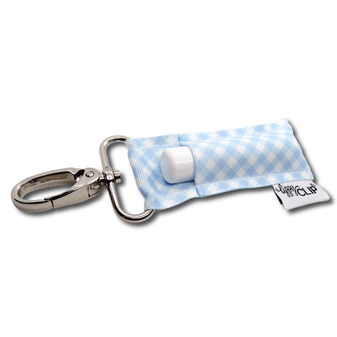 Light Blue and White Gingham LippyClip® Lip Balm Holder (PREORDER: Ships in 2-3 Weeks)