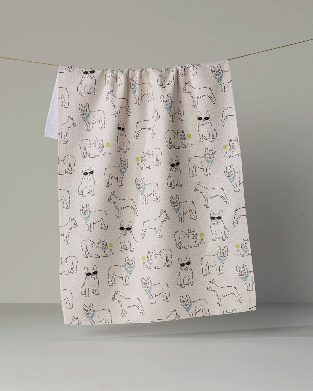 Frenchie Frolic Tea Towel - Storm by Geometry