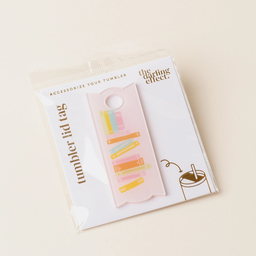 Tumbler Lid Tag - Book Stack by the Darling Effect