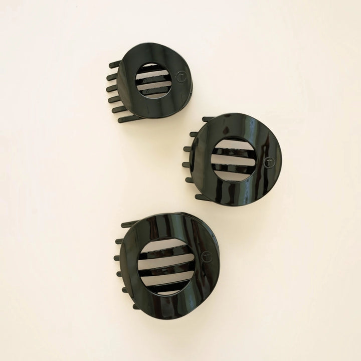 Large Teleties Flat Open Circle Clip - Jet Black (Ships Next Week)