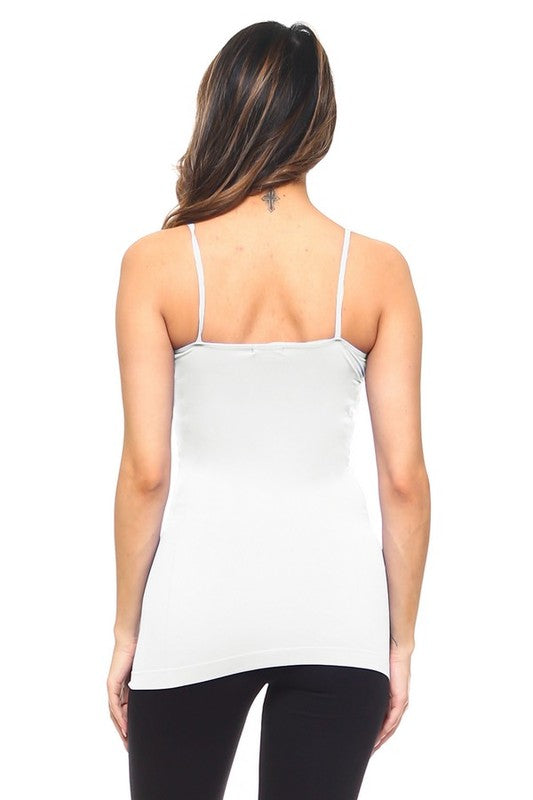 Seamless Spaghetti Strap Cami Tank Top - White by Yelete