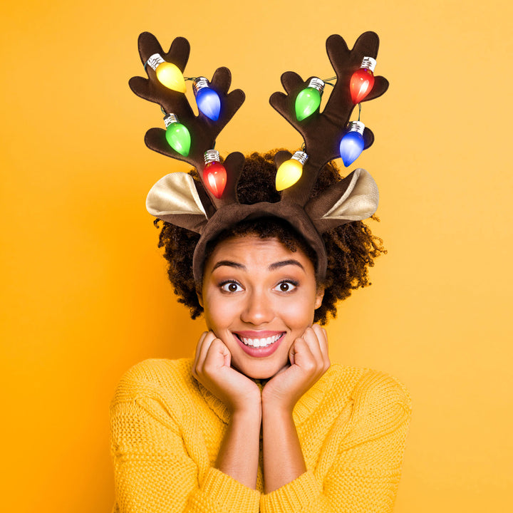 Christmas Jumbo Bulb Light-Up Antlers Headband
