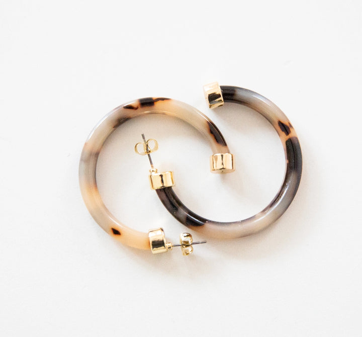 1.5-Inch Hoop Earrings - Tortoise