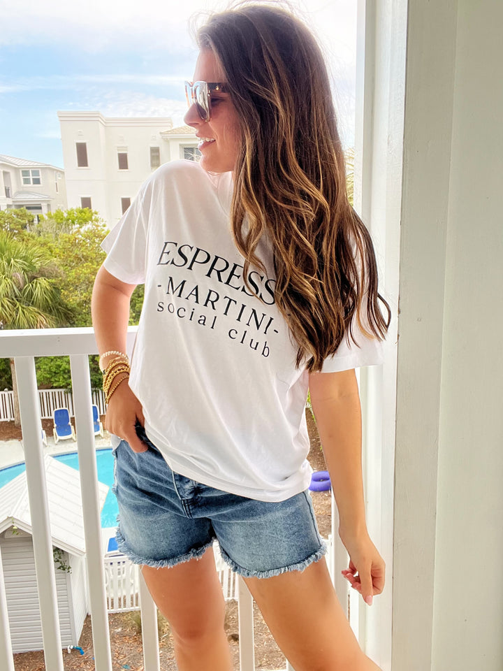 Espresso Martini High-Low White Tee by Southern Bliss