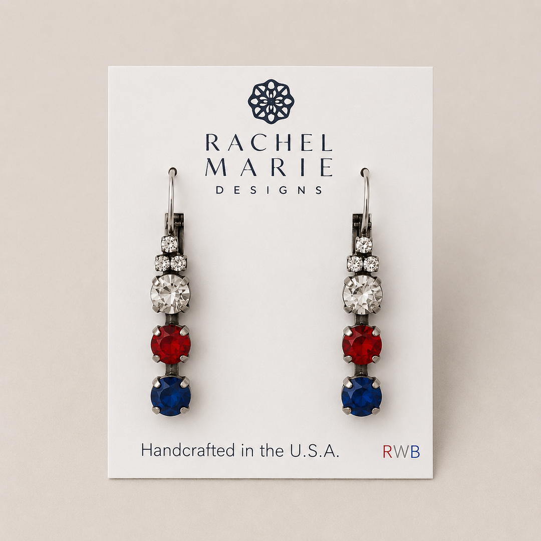 PATRIOTIC PREORDER: CARINE EARRING RWB by Rachel Marie Designs (Ships in 2-3 Weeks)
