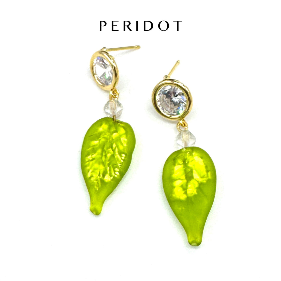 Shimmer Glass Leaf Earrings by Lettie Lovendale (Ships in 2-3 Weeks)