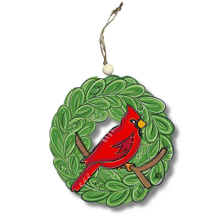 Cardinal Wreath Ornament by DK Designs