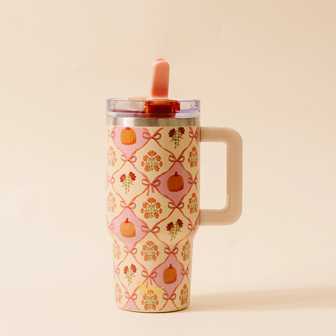 Patchwork Pumpkins 20 oz Lifestyle Flip Straw Tumbler by the Darling Effect