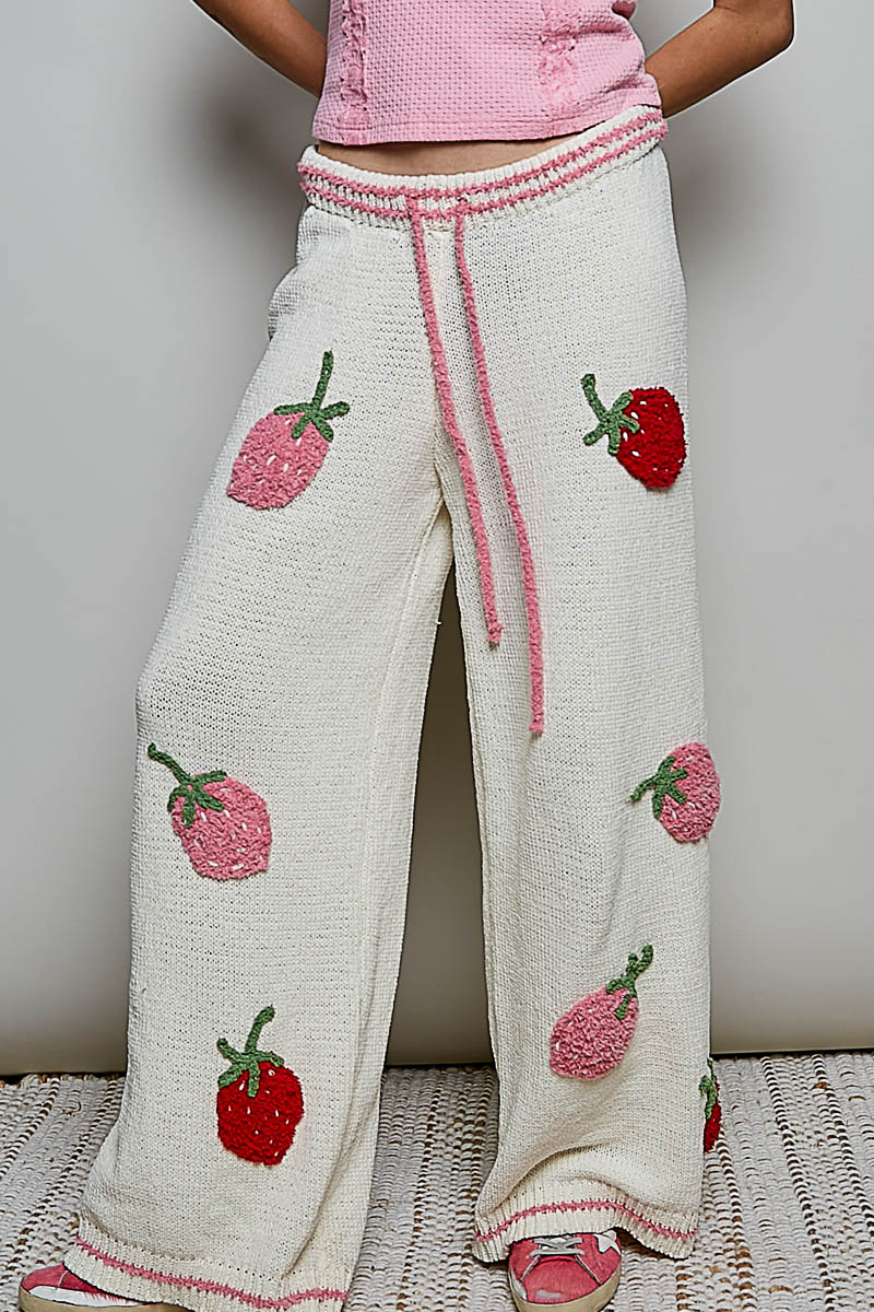 Strawberry Stripe Wide-Leg Pants by POL