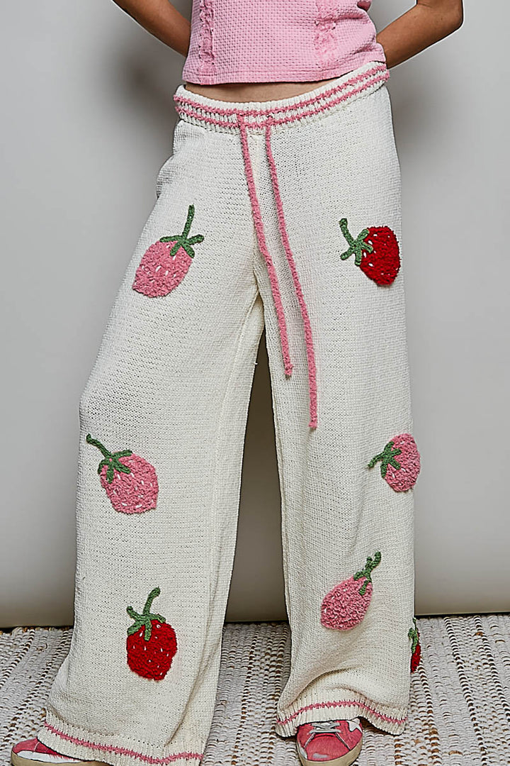 Strawberry Stripe Wide-Leg Pants by POL
