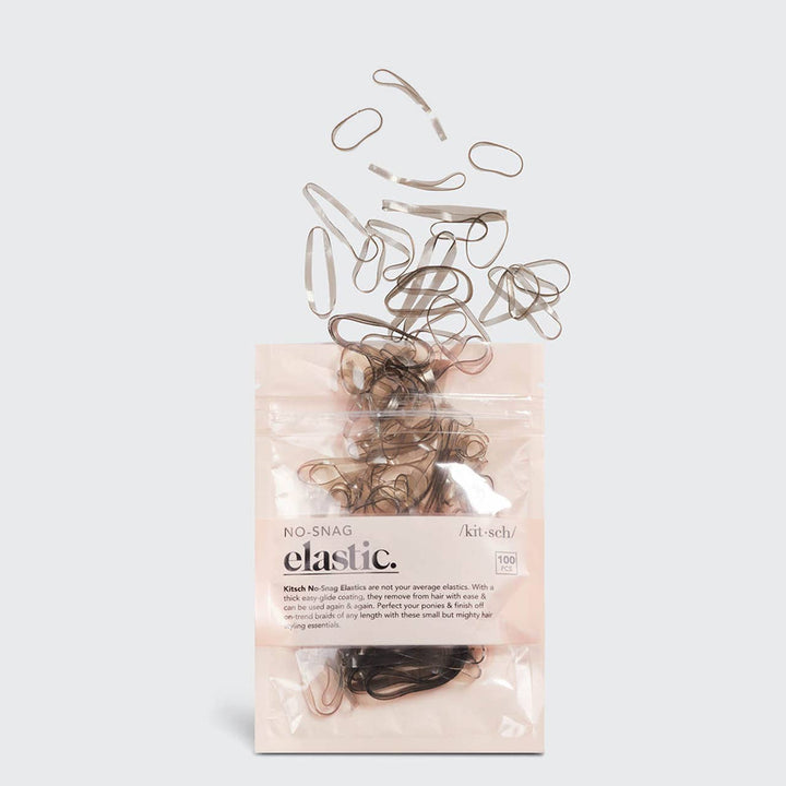 No-Snag Hair Elastic 100pc - Brown
