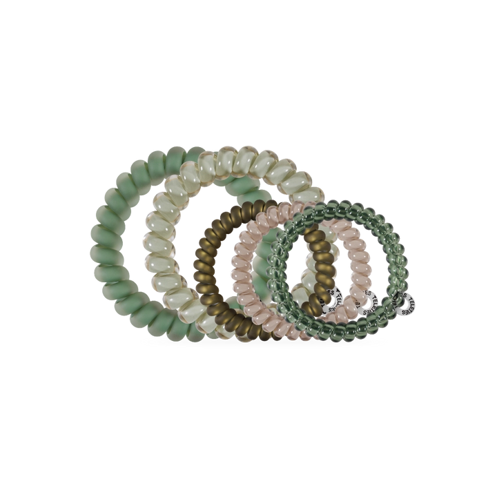 Teleties Hair Tie - Large and Small Band Pack of 5 - Mossy Moments