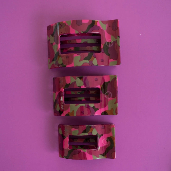 Large Teleties Flat Rectangle Clip - Garden Glam