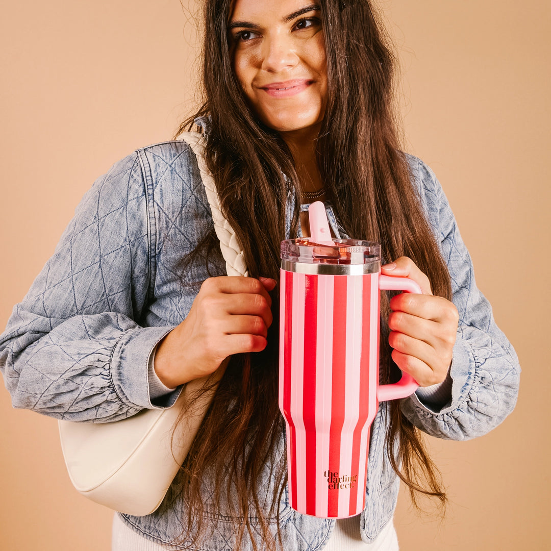 Peppermint Stripes 40 oz Lifestyle Flip Straw Tumbler by the Darling Effect