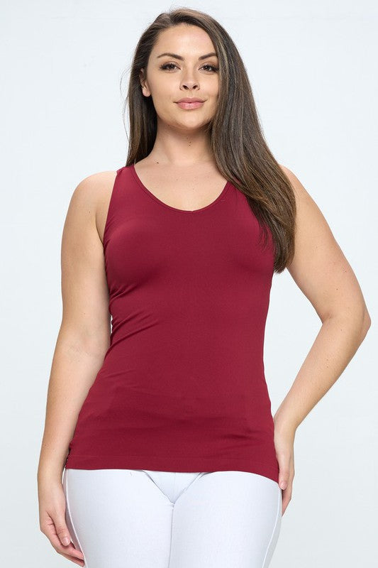 Reversible V or U Seamless Tank - Burgundy by Yelete