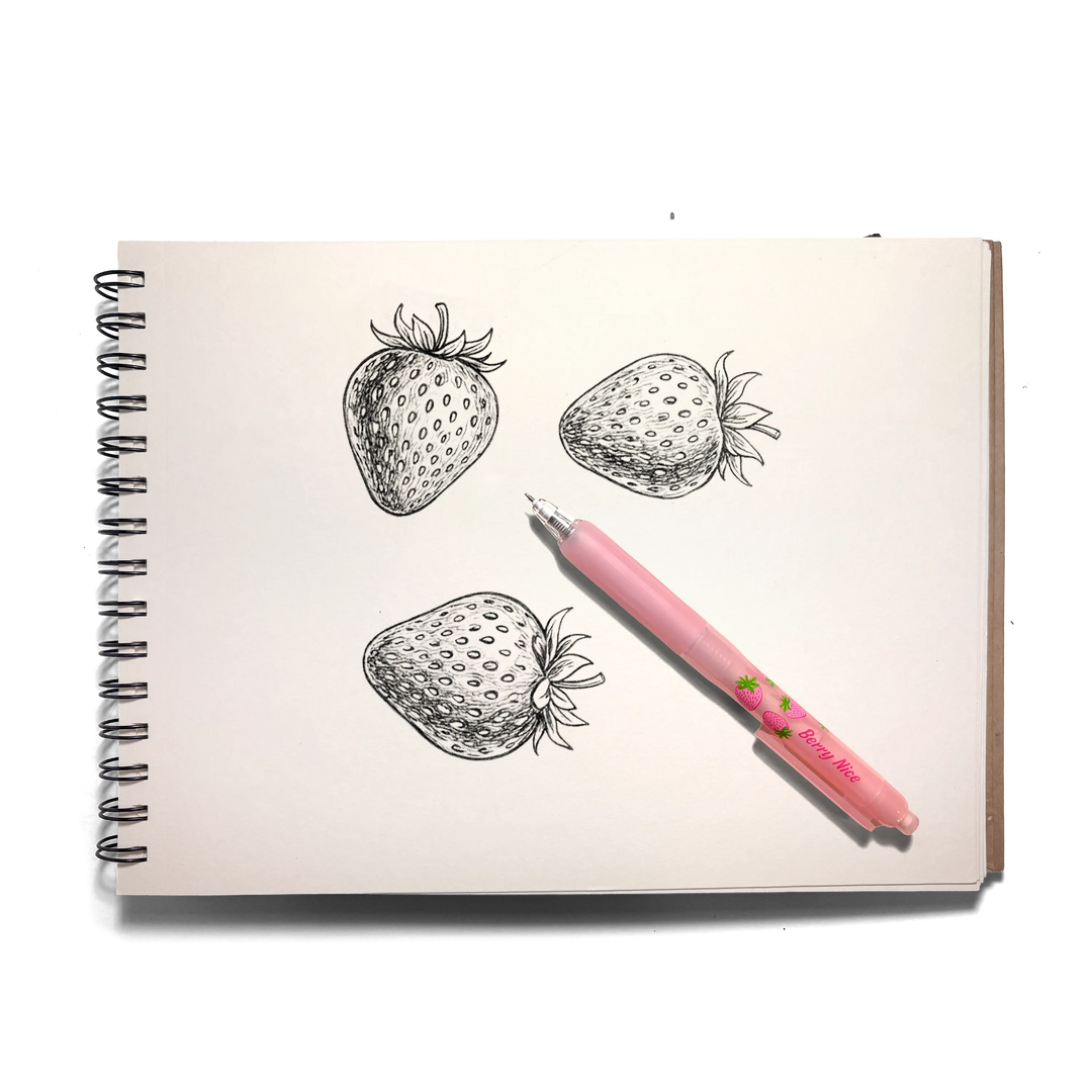 Fresh Squeezed Black Ink Scented Gel Pen - Strawberry