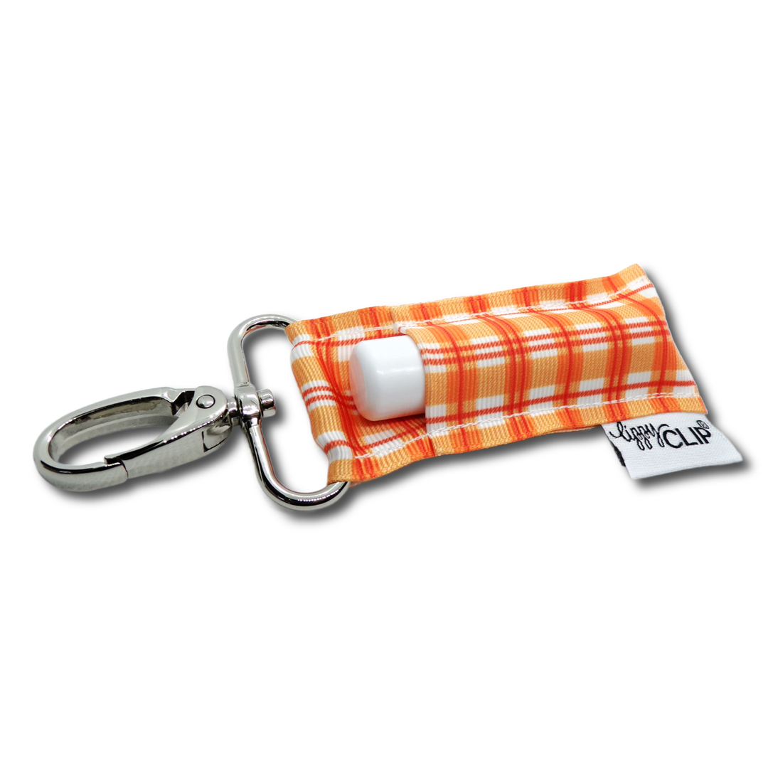 Orange and White Plaid LippyClip® Lip Balm Holder (PREORDER: Ships in 2-3 Weeks)