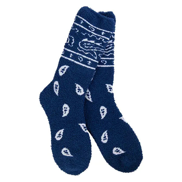 Navy Bandana Cozy Crew Socks by World's Softest Socks