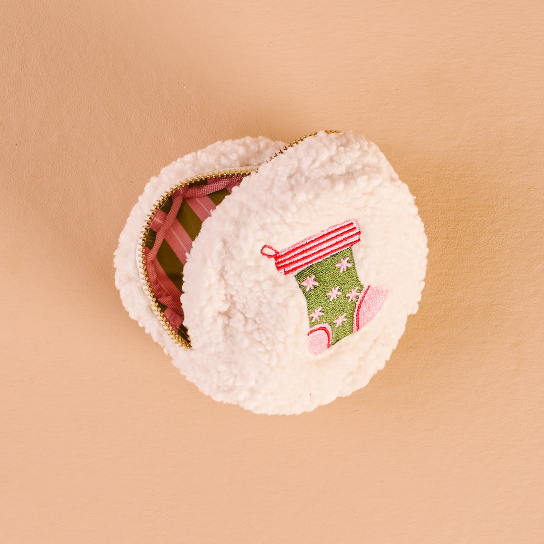 Circle Teddy Pouch - Holiday Stocking by the Darling Effect