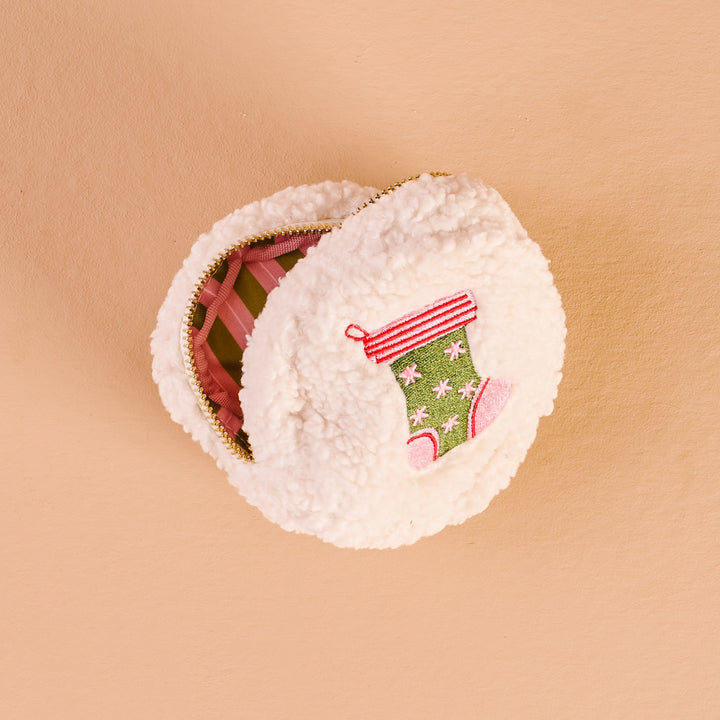 Circle Teddy Pouch - Holiday Stocking by the Darling Effect