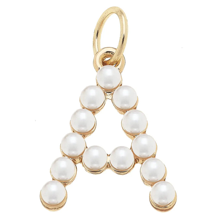 Pearl-Studded Letter Charm in Ivory By Canvas