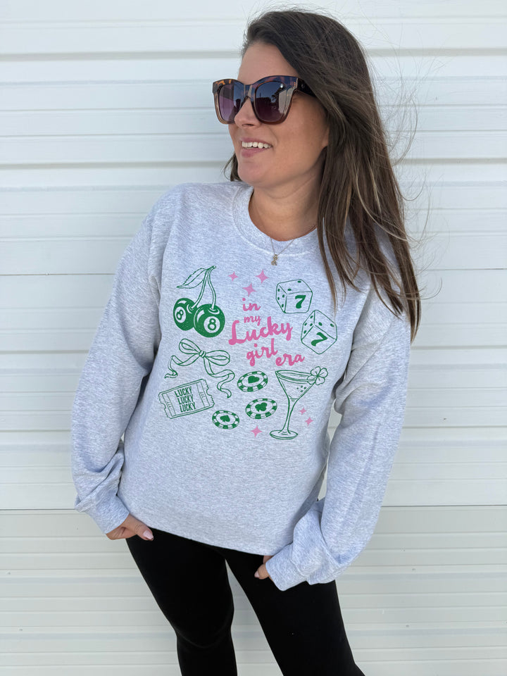 by PrepO: Lucky Girl Era Graphic Sweatshirt (Ships in 2-3 Weeks)